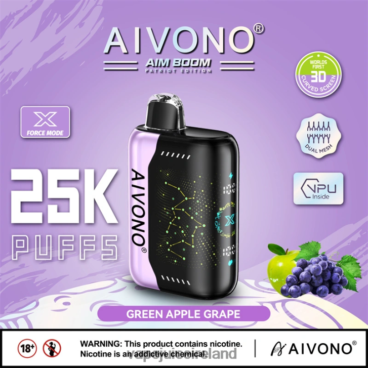Vape Ireland - Aivono AIM BOOM 25000 Green Apple Grape 6HX0T6346