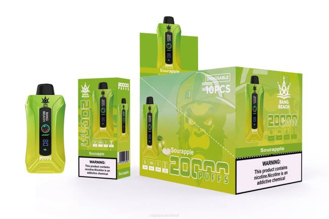 Vape Ireland - Bang Beach 20000 Puffs Smart Screen Vape Sour Apple 0PVR1