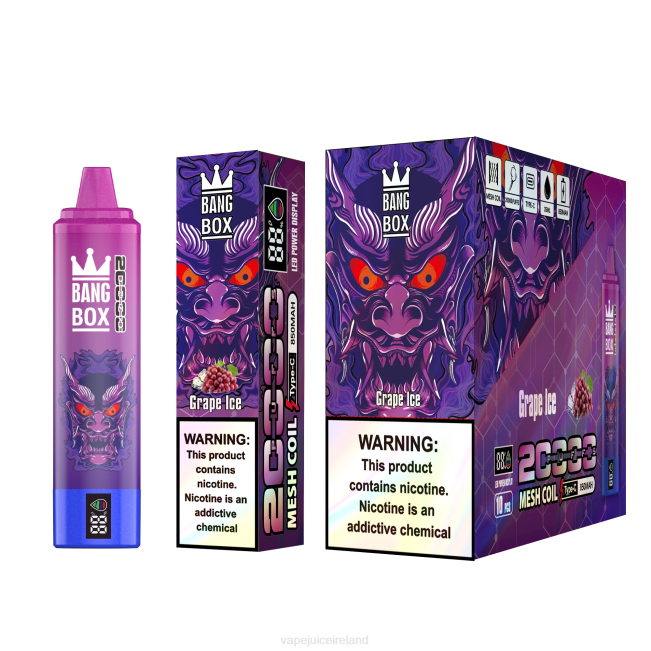 Vape Ireland - Bang Box 20000 Puffs Smart Screen Grape Ice 0PVR61