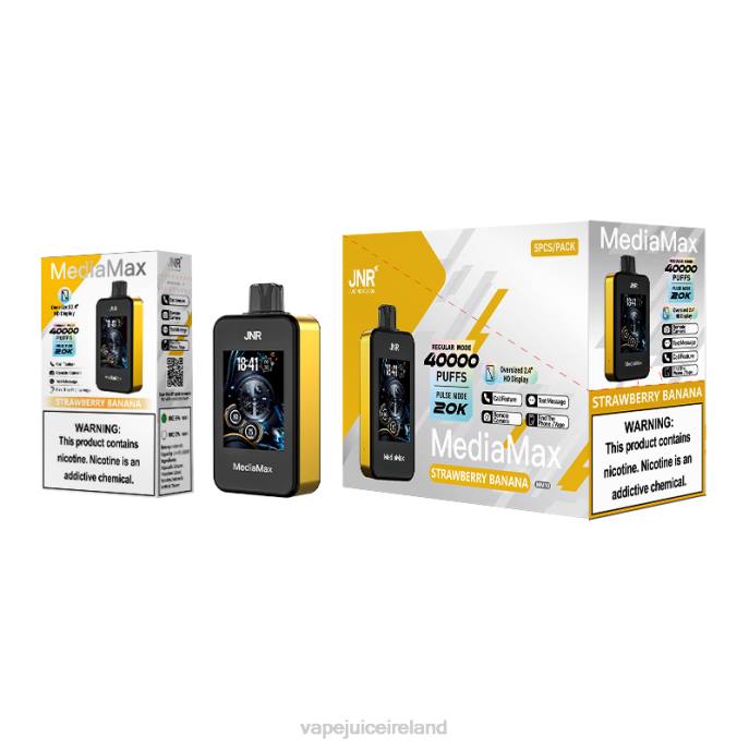 Vape Ireland - Strawberry Banana JNR MediaMax 40k Puff D0N6E16