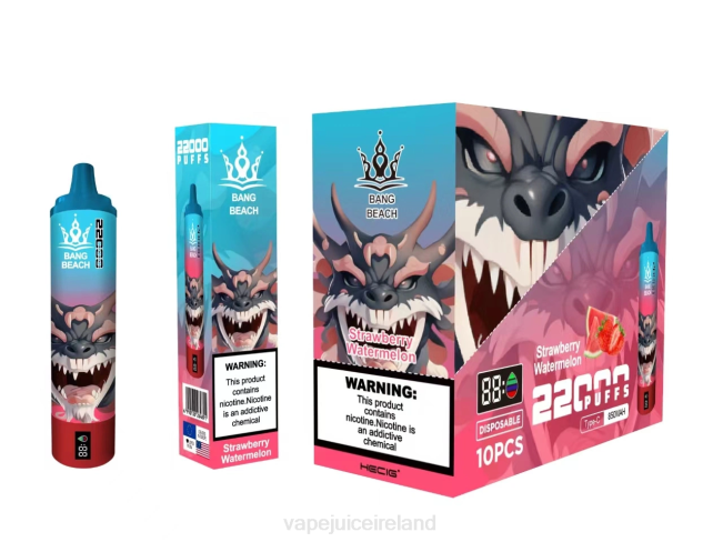 Vape Juice - Bang Beach 22000 Puffs Smart Screen Strawberry Watermelon 0PVR23