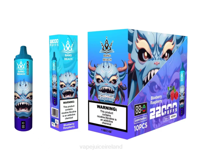 Vape Pods Ireland - Bang Beach 22000 Puffs Smart Screen Blueberry Raspberry 0PVR14
