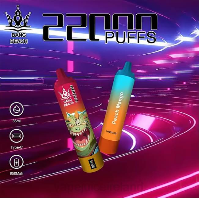 Vape Pods Ireland - Bang Beach 22000 Puffs Smart Screen Peach Mango 0PVR24