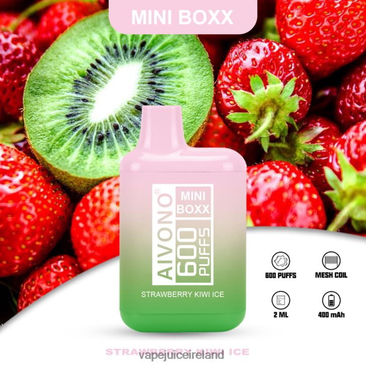 Vape Pods Ireland - Aivono AIM MINI BOXX 600 Strawberry Kiwi Ice 6HX0T6234