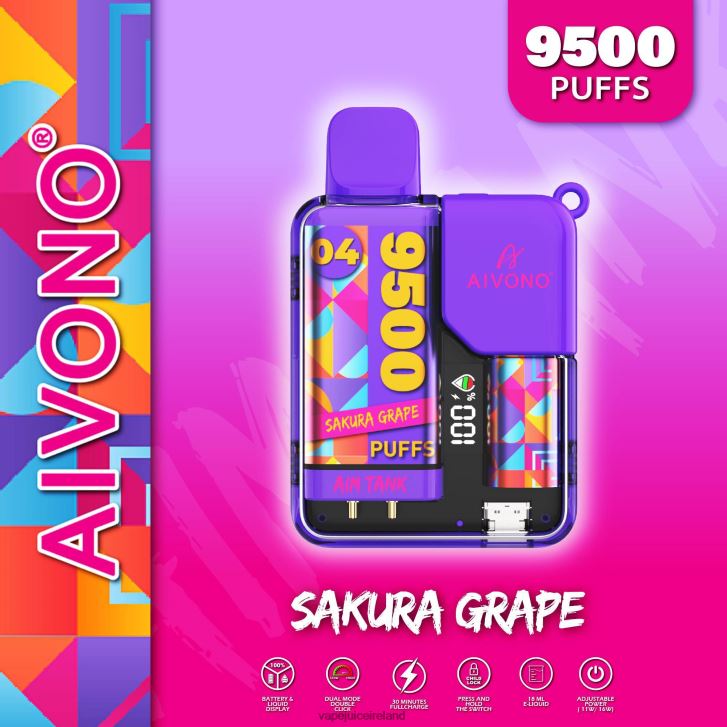 Vape Ireland - Aivono AIM TANK 9500 Sakura Grape 6HX0T636