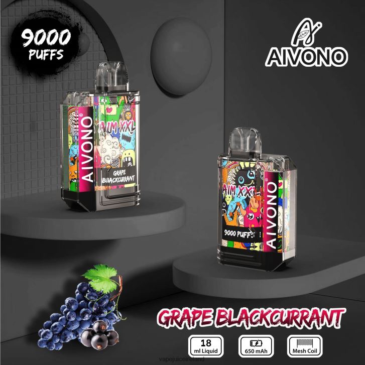 Vape Ireland - Aivono AIM XXL 9000 Mouth Sticker Transparent Grape Blackcurrant 6HX0T656
