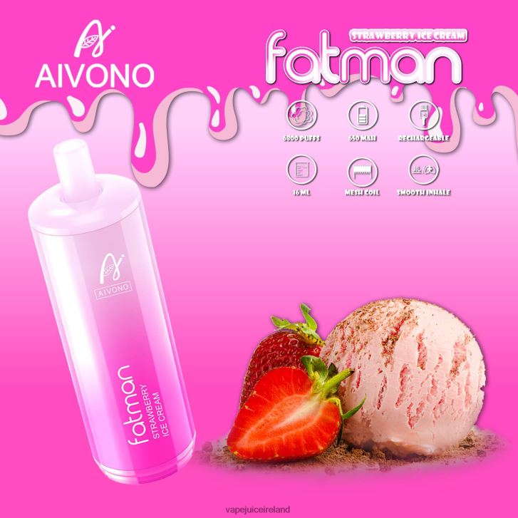 Vape Ireland - Aivono FATMAN 6800 Strawberry Ice Cream 6HX0T621