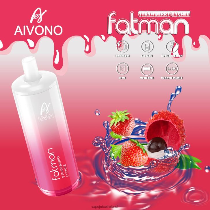 Vape Juice - Aivono FATMAN 6800 Strawberry Lychee 6HX0T623