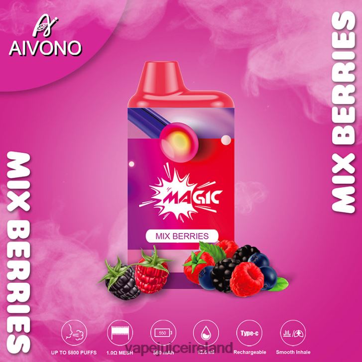 Vape Pod Kits - Aivono AIM MAGIC 5800 Mouth Box Cigarette Mix Berries 6HX0T6100