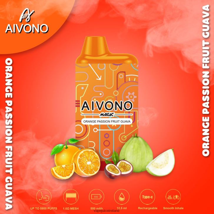 Vape Pod Kits - Aivono AIM MAGIC 5800 Mouth Box Cigarette Orange Passion Fruit Guava 6HX0T690