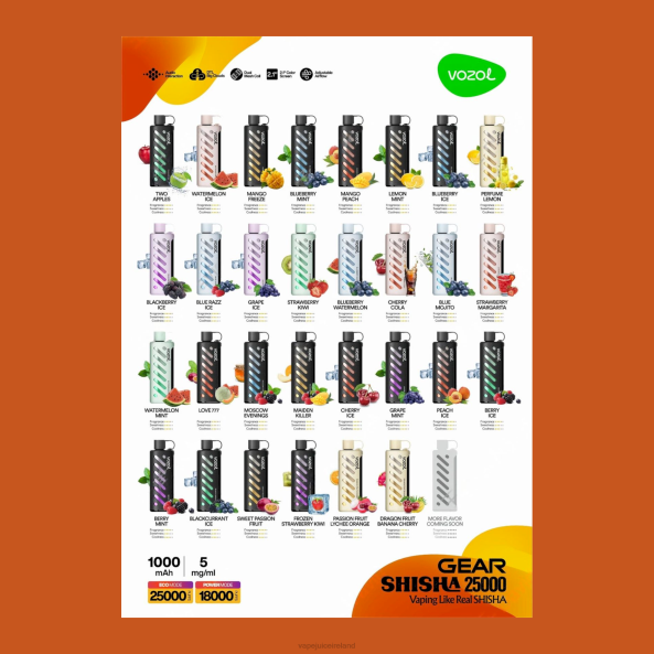 Vape Ireland - VOZOL Gear Shisha 25000 J48D1